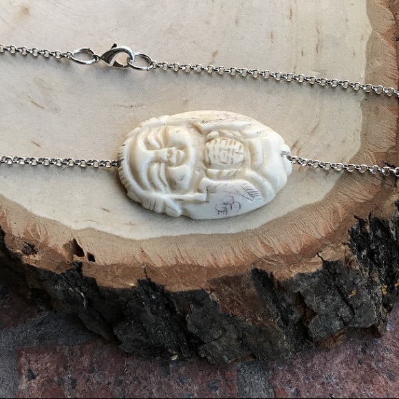 🔴 SALE ! White turquoise boho buddha necklace - Picture 2 of 8